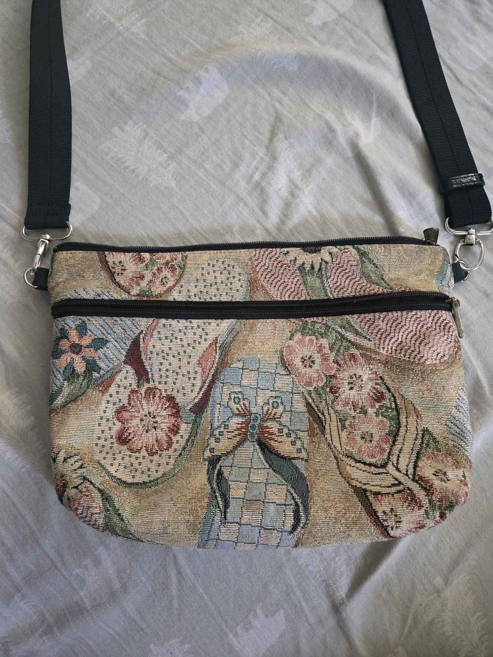 VIintage Danny K Beverly Hills Tapestry Fabric Crossbody Bag, Made In USA
